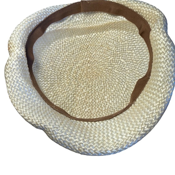 Vintage Cream Floral Straw Hat - Picture 5 of 6